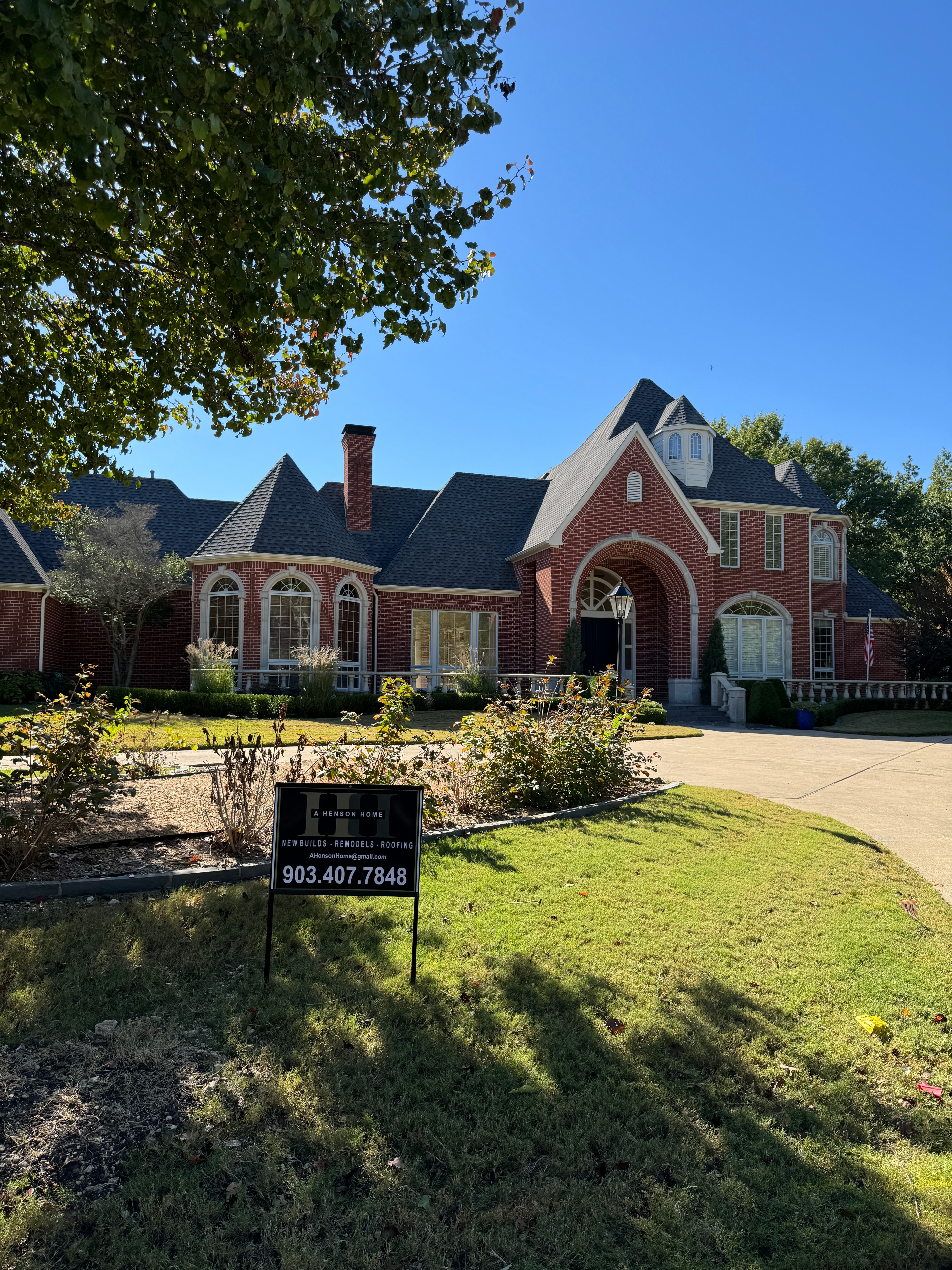 Luxury home with custom landscaping