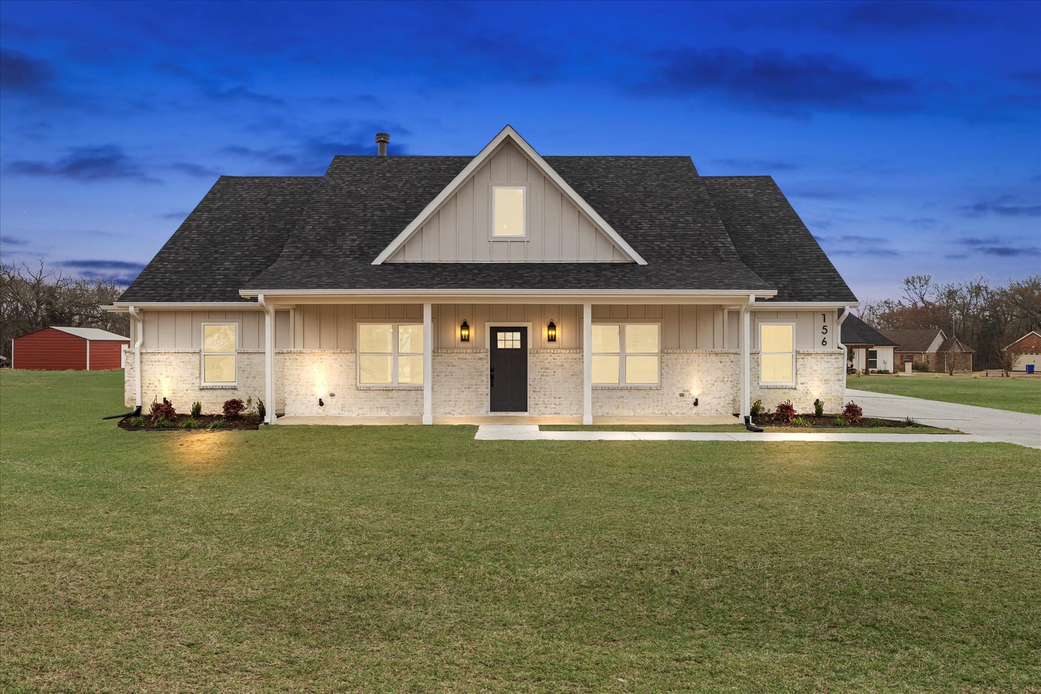 Modern farmhouse with wrap-around porch